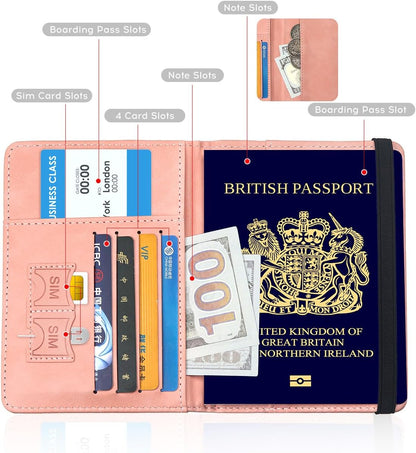 Passport Cover-Passport Holder Travel Wallet-RFID Blocking Passport Case Travel Accessories Card Holder Wallet Unisex Travel Gifts (Black)