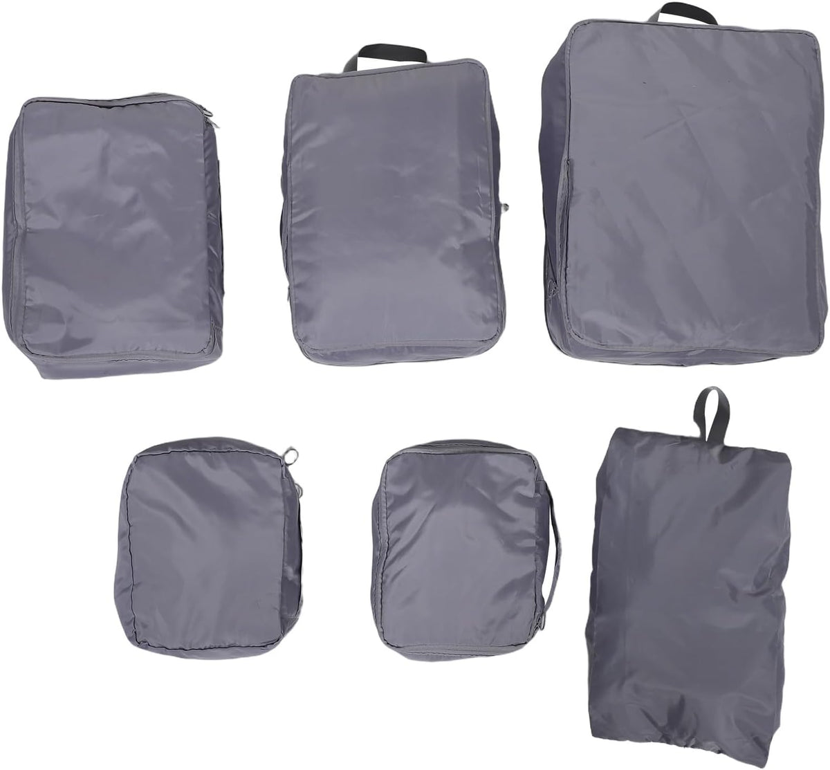 6pcs Travel Packing Cubes Set with Laundry Bags, Suitcase Organizer Bags in Gray Memory Fabric for Luggage Storage and Clothing Separation