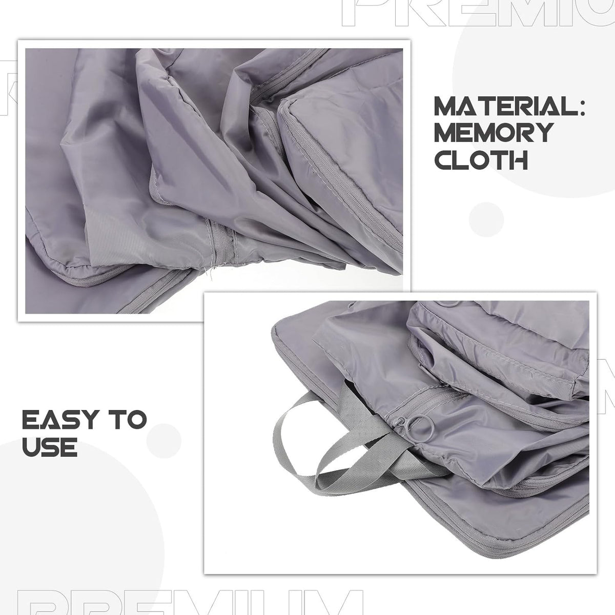 6pcs Travel Packing Cubes Set with Laundry Bags, Suitcase Organizer Bags in Gray Memory Fabric for Luggage Storage and Clothing Separation