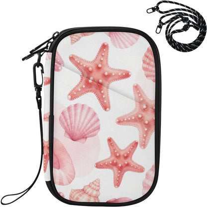 Travel Document Organizer 8.26×5.51×1.18 In | Scratch Resistant Polyester Pen Loop Detachable Strap for Men Women Travel Blush Shells