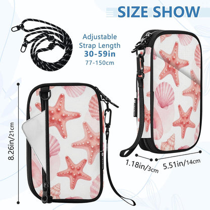 Travel Document Organizer 8.26×5.51×1.18 In | Scratch Resistant Polyester Pen Loop Detachable Strap for Men Women Travel Blush Shells