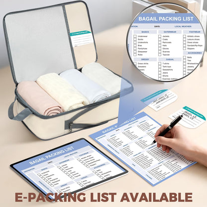 6 Set Lightweight Compression Packing Cubes with Packing List, Anti-Tearing Expandable Organizer Bags for Travel, Matcha Green