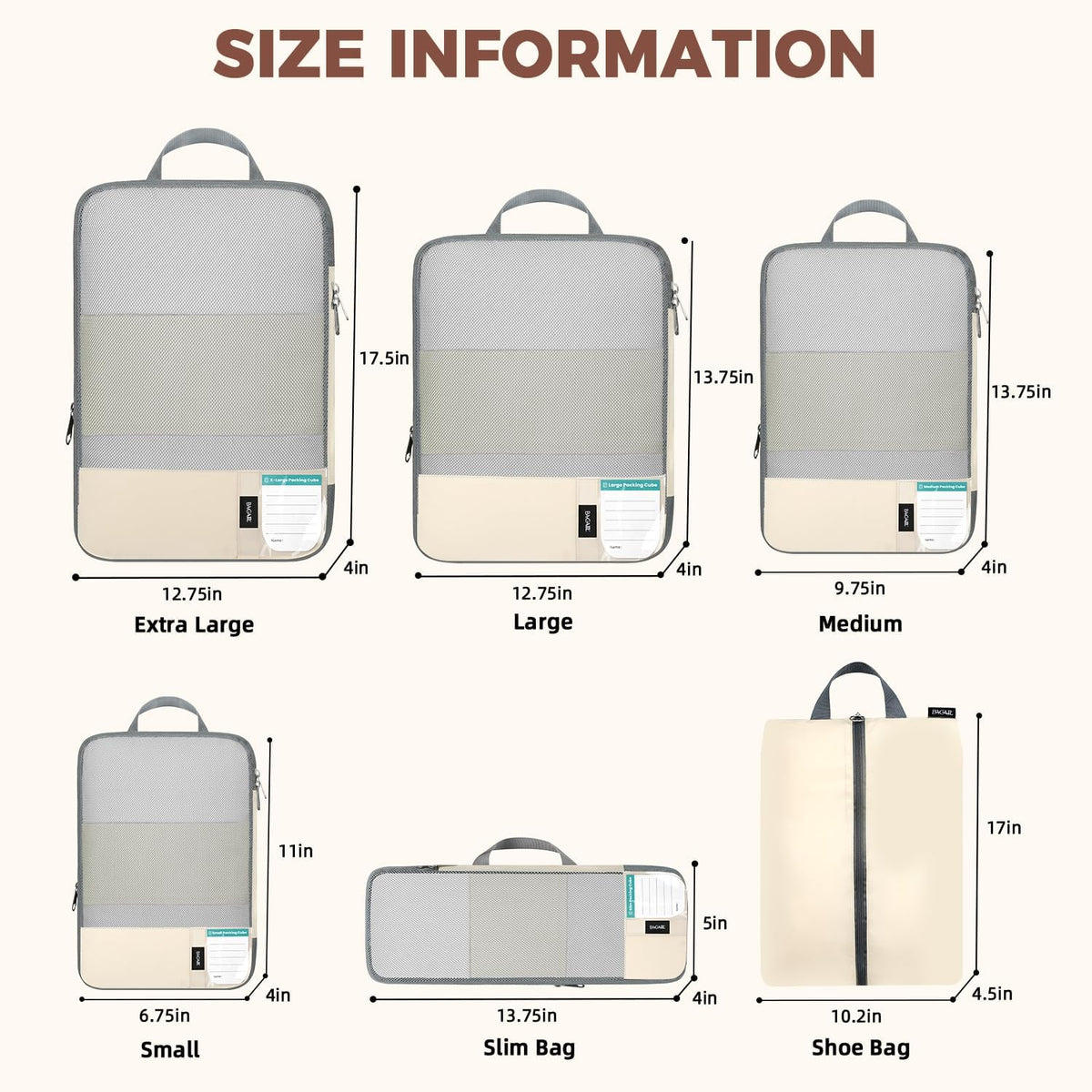 6 Set Lightweight Compression Packing Cubes with Packing List, Anti-Tearing Expandable Organizer Bags for Travel, Matcha Green