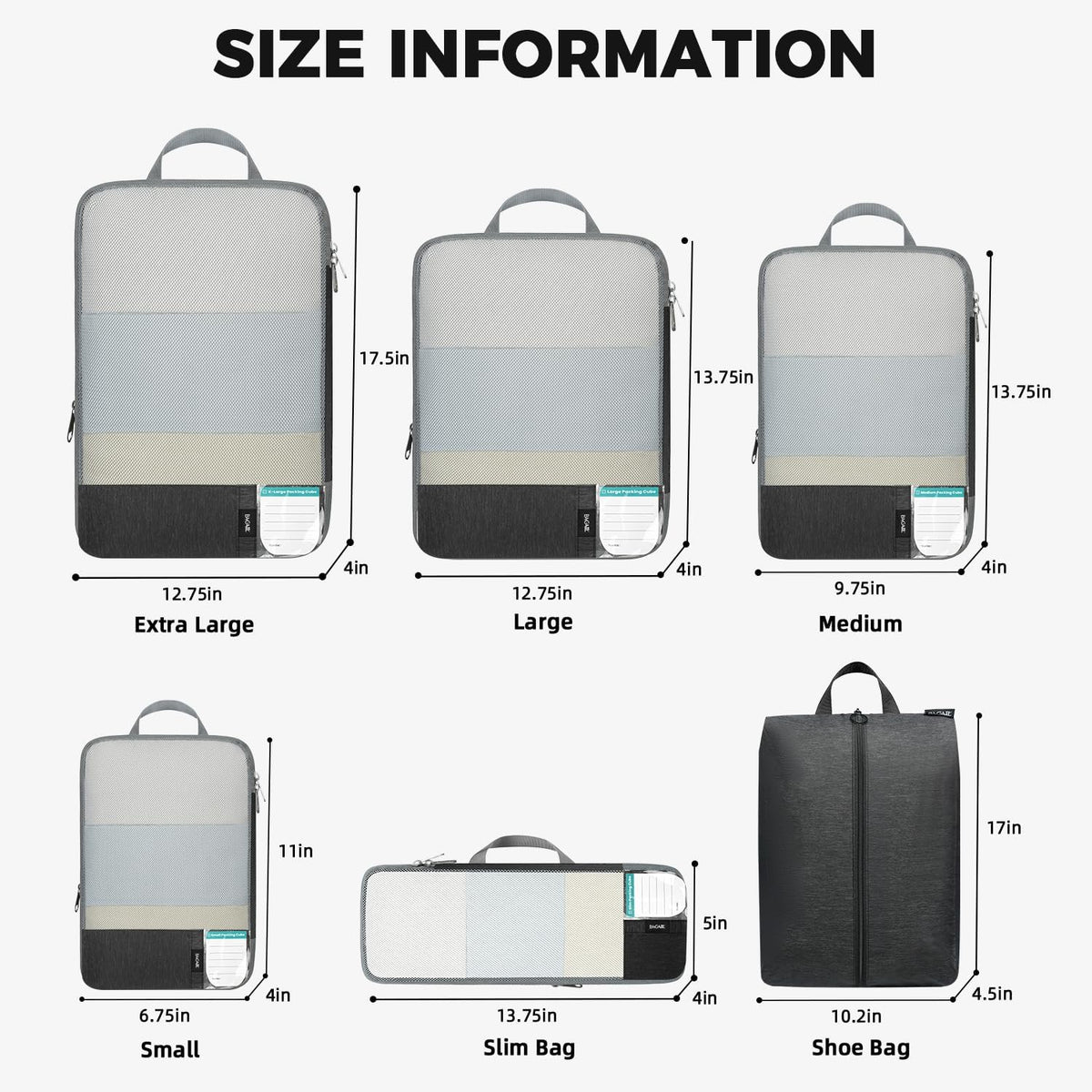 6 Set Lightweight Compression Packing Cubes with Packing List, Anti-Tearing Expandable Organizer Bags for Travel, Matcha Green