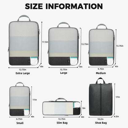 6 Set Lightweight Compression Packing Cubes with Packing List, Anti-Tearing Expandable Organizer Bags for Travel, Matcha Green