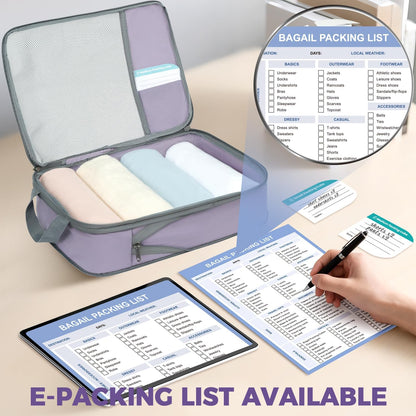6 Set Lightweight Compression Packing Cubes with Packing List, Anti-Tearing Expandable Organizer Bags for Travel, Matcha Green