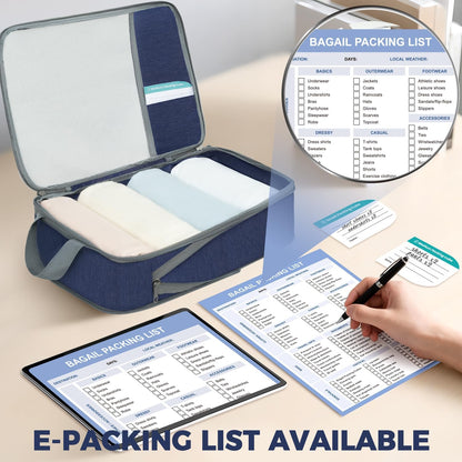 6 Set Lightweight Compression Packing Cubes with Packing List, Anti-Tearing Expandable Organizer Bags for Travel, Matcha Green