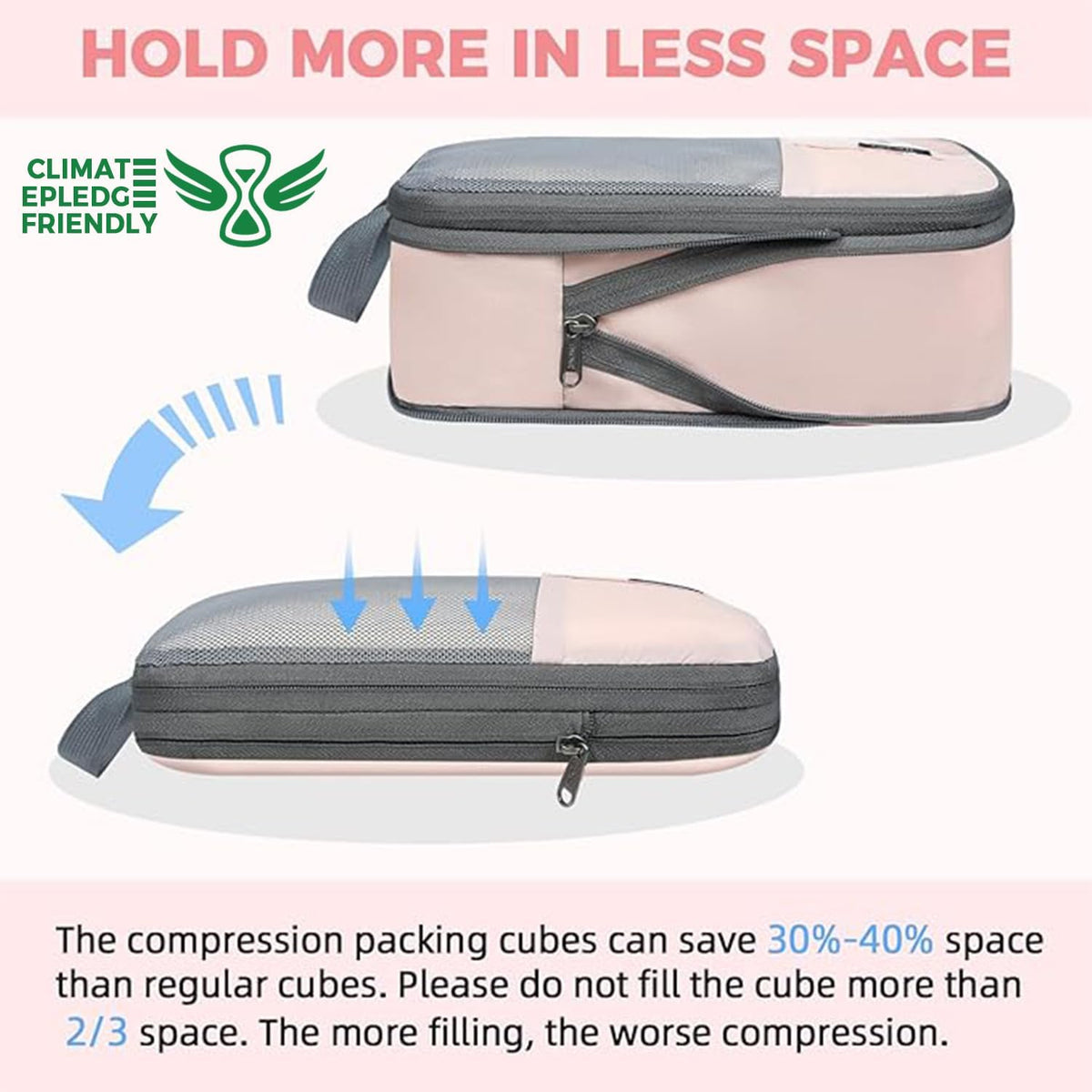 6 Set Lightweight Compression Packing Cubes with Packing List, Anti-Tearing Expandable Organizer Bags for Travel, Matcha Green