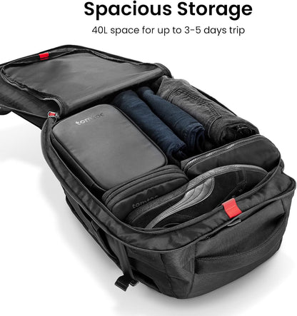 Travel Backpack 40L, TSA Friendly Flight Approved Carry-on Luggage Hand Water-resistant Lightweight Business Rucksack, Durable Large Weekender Bag Daypack Fits 17.3 Inch Laptop