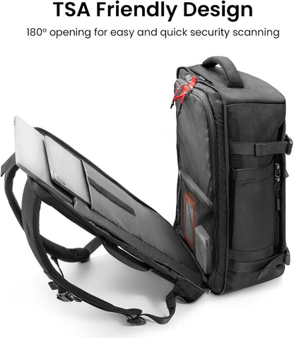 Travel Backpack 40L, TSA Friendly Flight Approved Carry-on Luggage Hand Water-resistant Lightweight Business Rucksack, Durable Large Weekender Bag Daypack Fits 17.3 Inch Laptop