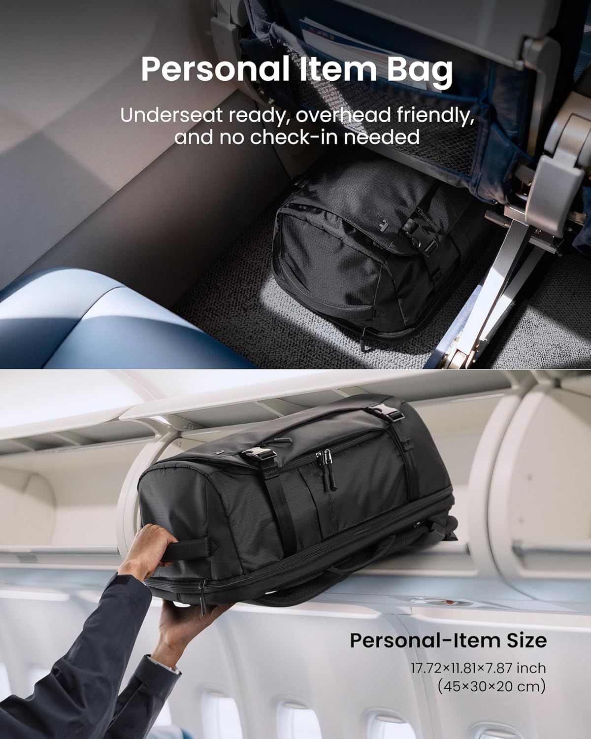 Travel Backpack 40L, TSA Friendly Flight Approved Carry-on Luggage Hand Water-resistant Lightweight Business Rucksack, Durable Large Weekender Bag Daypack Fits 17.3 Inch Laptop