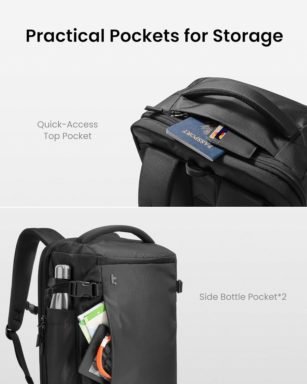 Travel Backpack 40L, TSA Friendly Flight Approved Carry-on Luggage Hand Water-resistant Lightweight Business Rucksack, Durable Large Weekender Bag Daypack Fits 17.3 Inch Laptop