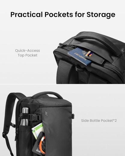 Travel Backpack 40L, TSA Friendly Flight Approved Carry-on Luggage Hand Water-resistant Lightweight Business Rucksack, Durable Large Weekender Bag Daypack Fits 17.3 Inch Laptop