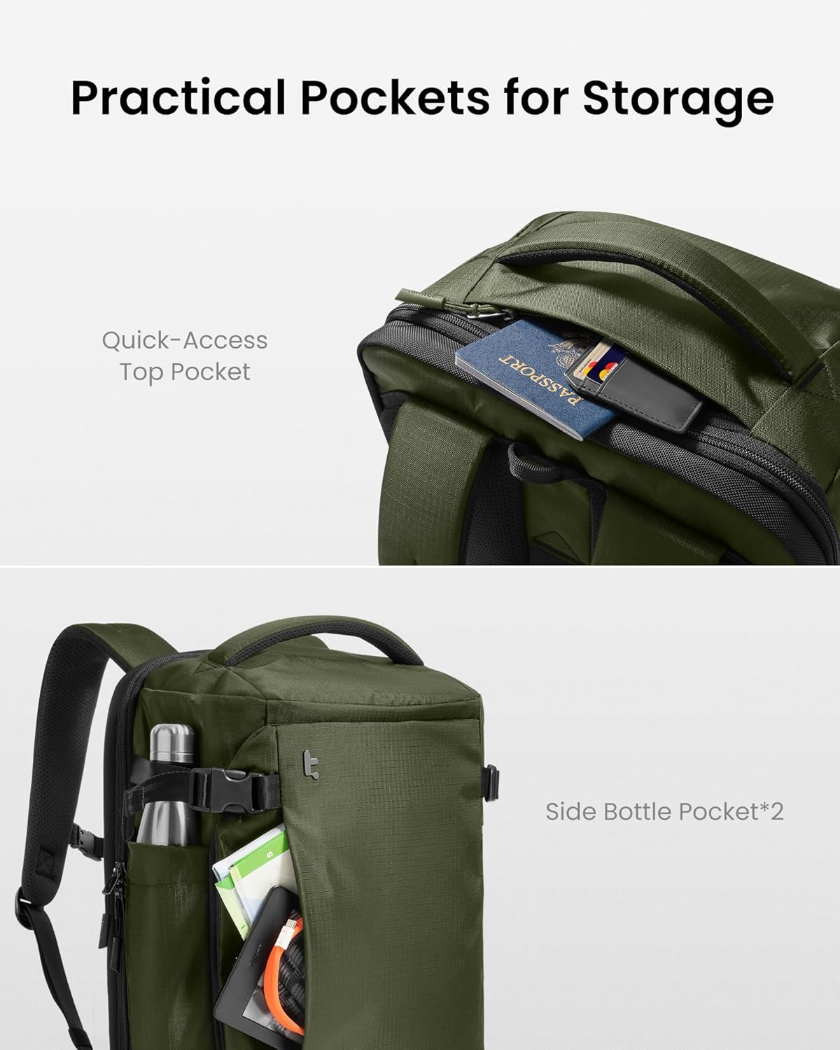 Travel Backpack 40L, TSA Friendly Flight Approved Carry-on Luggage Hand Water-resistant Lightweight Business Rucksack, Durable Large Weekender Bag Daypack Fits 17.3 Inch Laptop