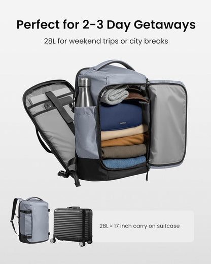 Travel Backpack 40L, TSA Friendly Flight Approved Carry-on Luggage Hand Water-resistant Lightweight Business Rucksack, Durable Large Weekender Bag Daypack Fits 17.3 Inch Laptop