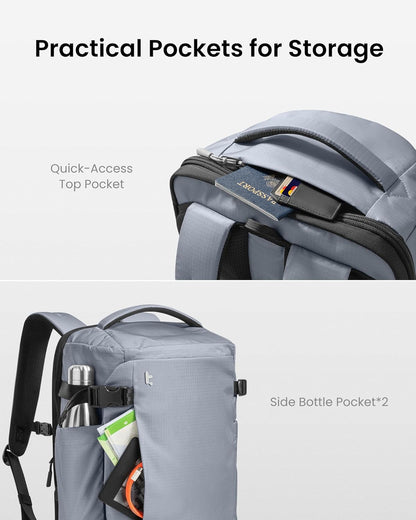 Travel Backpack 40L, TSA Friendly Flight Approved Carry-on Luggage Hand Water-resistant Lightweight Business Rucksack, Durable Large Weekender Bag Daypack Fits 17.3 Inch Laptop