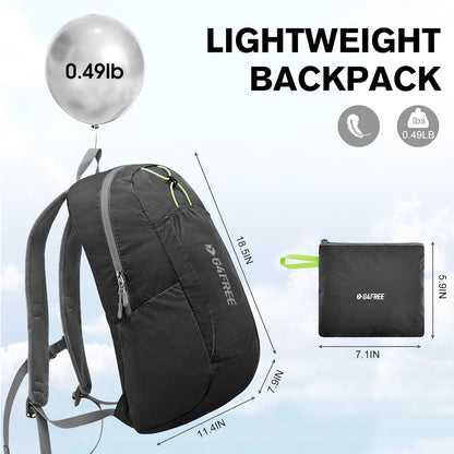 24L Lightweight Packable Hiking Backpack Sport Travel Daypack Water Resistant for Women Men | Water Resistant Material, 11.4*7.9*18.5 in, Outdoor Sports, Travel, Hiking, Day trips, Cycling, Daily Use, Foldable Backpack
