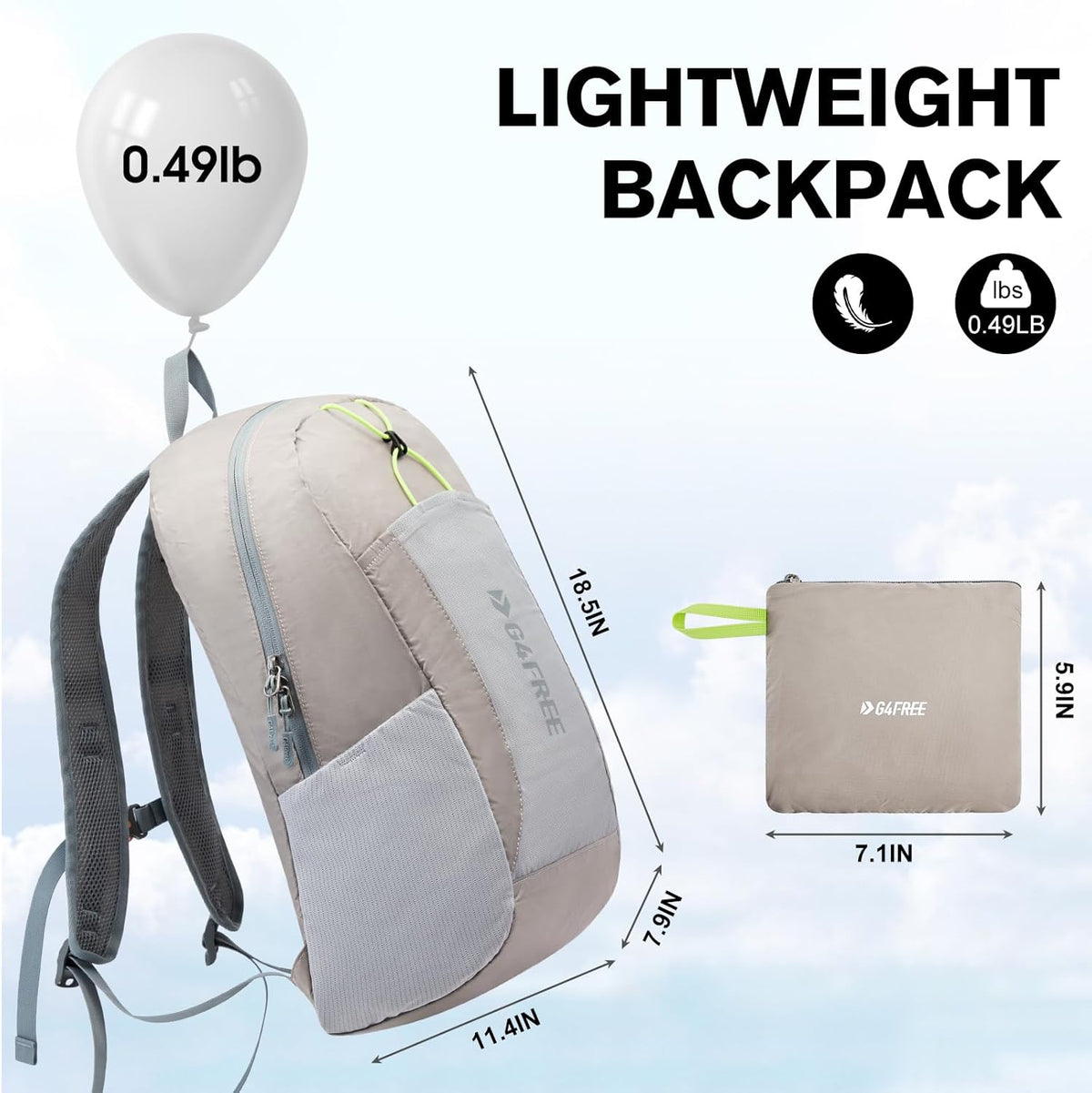24L Lightweight Packable Hiking Backpack Sport Travel Daypack Water Resistant for Women Men | Water Resistant Material, 11.4*7.9*18.5 in, Outdoor Sports, Travel, Hiking, Day trips, Cycling, Daily Use, Foldable Backpack