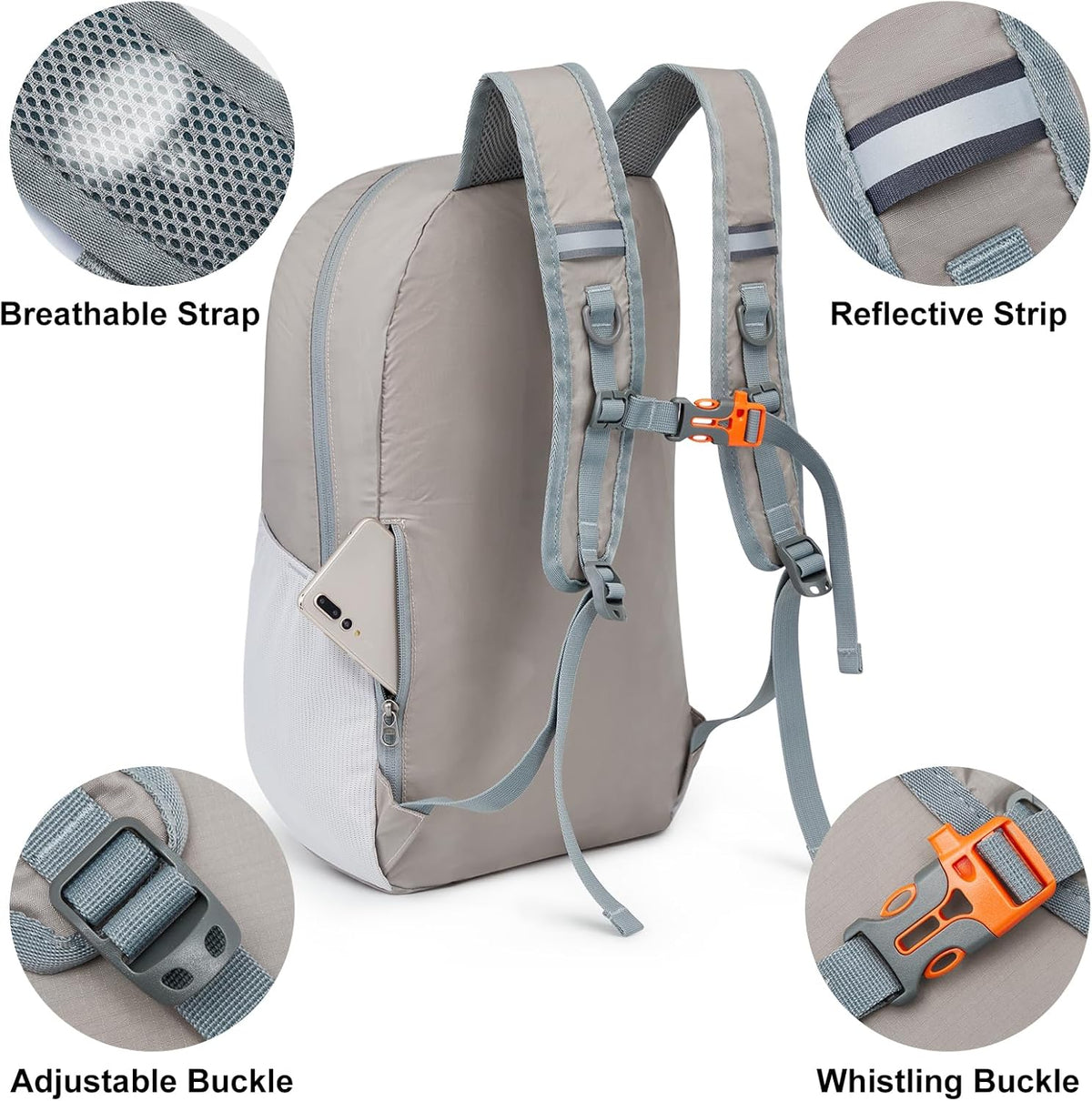 24L Lightweight Packable Hiking Backpack Sport Travel Daypack Water Resistant for Women Men | Water Resistant Material, 11.4*7.9*18.5 in, Outdoor Sports, Travel, Hiking, Day trips, Cycling, Daily Use, Foldable Backpack