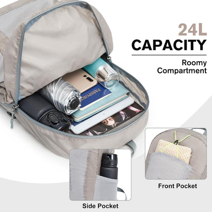 24L Lightweight Packable Hiking Backpack Sport Travel Daypack Water Resistant for Women Men | Water Resistant Material, 11.4*7.9*18.5 in, Outdoor Sports, Travel, Hiking, Day trips, Cycling, Daily Use, Foldable Backpack