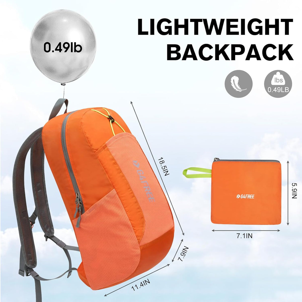 24L Lightweight Packable Hiking Backpack Sport Travel Daypack Water Resistant for Women Men | Water Resistant Material, 11.4*7.9*18.5 in, Outdoor Sports, Travel, Hiking, Day trips, Cycling, Daily Use, Foldable Backpack
