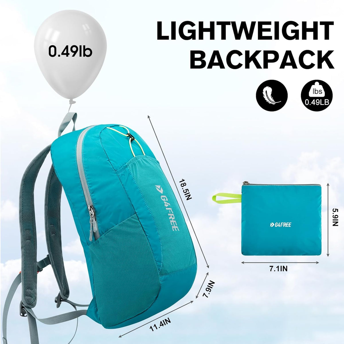 24L Lightweight Packable Hiking Backpack Sport Travel Daypack Water Resistant for Women Men | Water Resistant Material, 11.4*7.9*18.5 in, Outdoor Sports, Travel, Hiking, Day trips, Cycling, Daily Use, Foldable Backpack