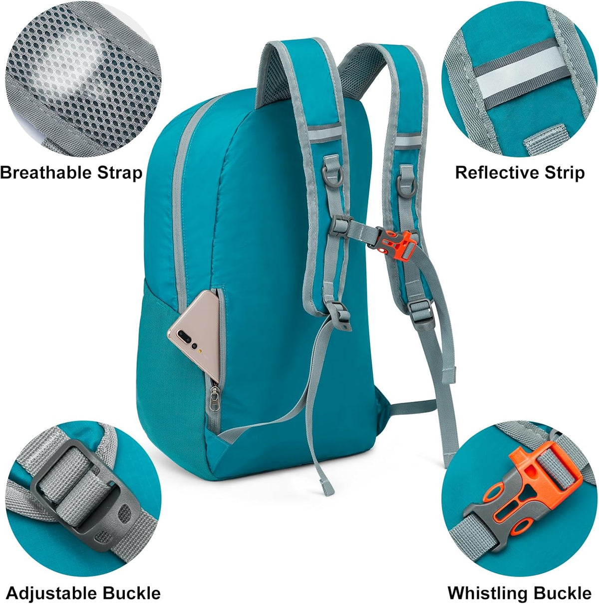 24L Lightweight Packable Hiking Backpack Sport Travel Daypack Water Resistant for Women Men | Water Resistant Material, 11.4*7.9*18.5 in, Outdoor Sports, Travel, Hiking, Day trips, Cycling, Daily Use, Foldable Backpack