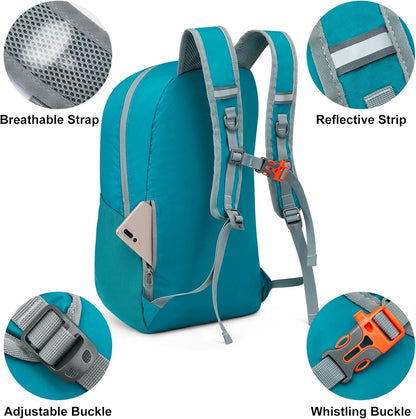 24L Lightweight Packable Hiking Backpack Sport Travel Daypack Water Resistant for Women Men | Water Resistant Material, 11.4*7.9*18.5 in, Outdoor Sports, Travel, Hiking, Day trips, Cycling, Daily Use, Foldable Backpack