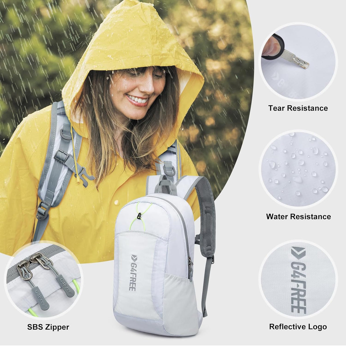 24L Lightweight Packable Hiking Backpack Sport Travel Daypack Water Resistant for Women Men | Water Resistant Material, 11.4*7.9*18.5 in, Outdoor Sports, Travel, Hiking, Day trips, Cycling, Daily Use, Foldable Backpack