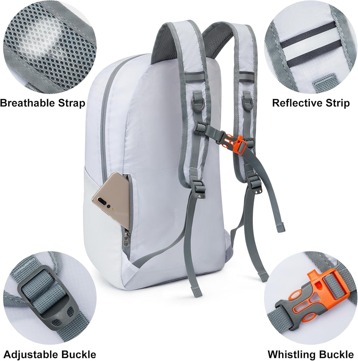 24L Lightweight Packable Hiking Backpack Sport Travel Daypack Water Resistant for Women Men | Water Resistant Material, 11.4*7.9*18.5 in, Outdoor Sports, Travel, Hiking, Day trips, Cycling, Daily Use, Foldable Backpack