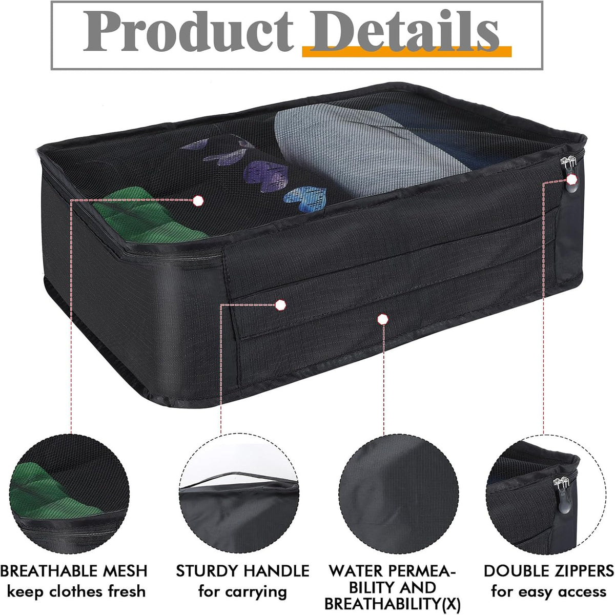 12 Pcs Packing Cubes for Suitcase Travel Luggage Bags Bulk Mesh Organizer Set for Hiking Camping Backpacking Clothes Accessories