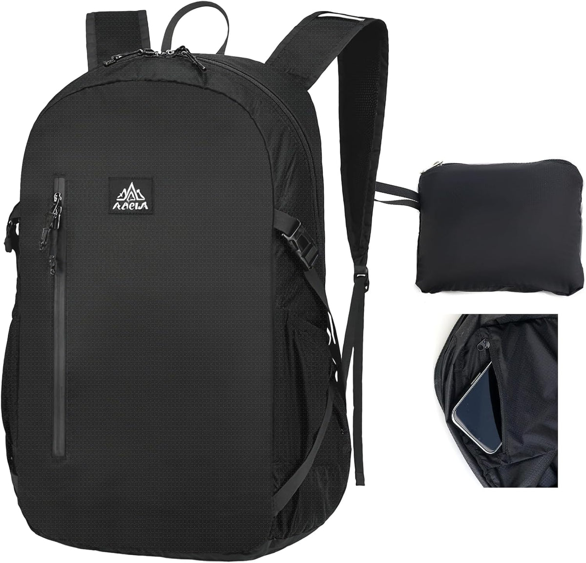 20L Packable Backpack Lightweight Waterproof Foldable Daypack Hiking Daypack for Men Women Reusable Packable Bag Outdoor Camping Hiking Travel Cycling (Black)