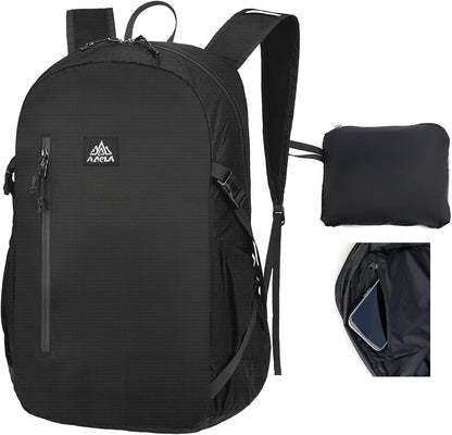 20L Packable Backpack Lightweight Waterproof Foldable Daypack Hiking Daypack for Men Women Reusable Packable Bag Outdoor Camping Hiking Travel Cycling (Black)