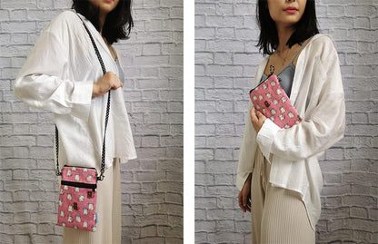 Women Crossbody Shoulder Travel Zippered Wallet Purse Clutch Phone Bag w/Detachable Strap (Wine Red)