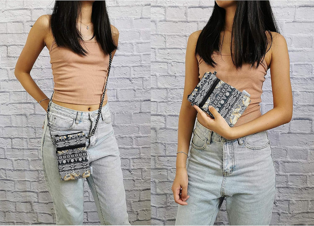 Women Crossbody Shoulder Travel Zippered Wallet Purse Clutch Phone Bag w/Detachable Strap (Wine Red)