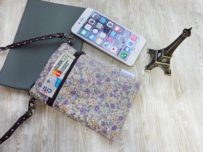 Women Crossbody Shoulder Travel Zippered Wallet Purse Clutch Phone Bag w/Detachable Strap (Wine Red)