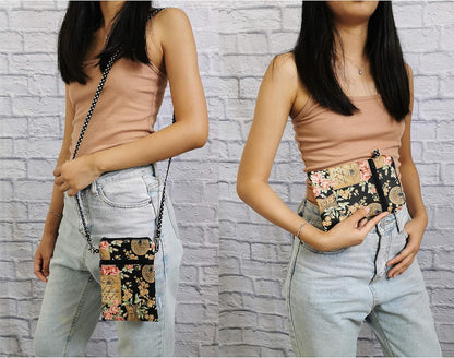 Women Crossbody Shoulder Travel Zippered Wallet Purse Clutch Phone Bag w/Detachable Strap (Wine Red)
