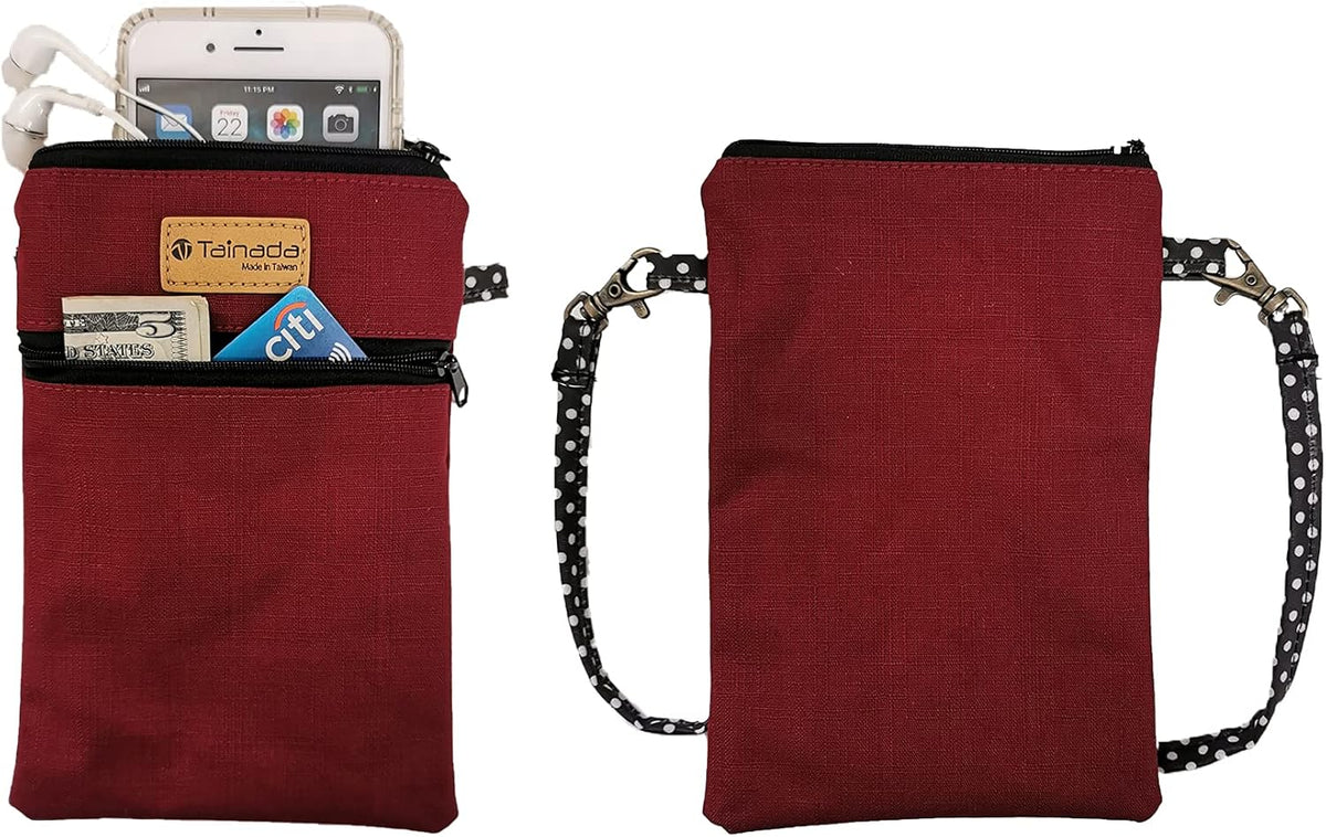 Women Crossbody Shoulder Travel Zippered Wallet Purse Clutch Phone Bag w/Detachable Strap (Wine Red)