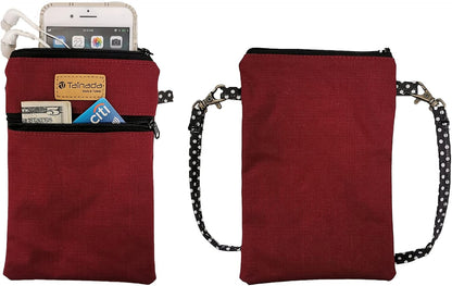 Women Crossbody Shoulder Travel Zippered Wallet Purse Clutch Phone Bag w/Detachable Strap (Wine Red)