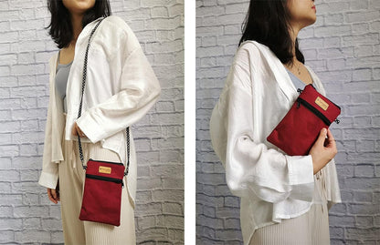 Women Crossbody Shoulder Travel Zippered Wallet Purse Clutch Phone Bag w/Detachable Strap (Wine Red)