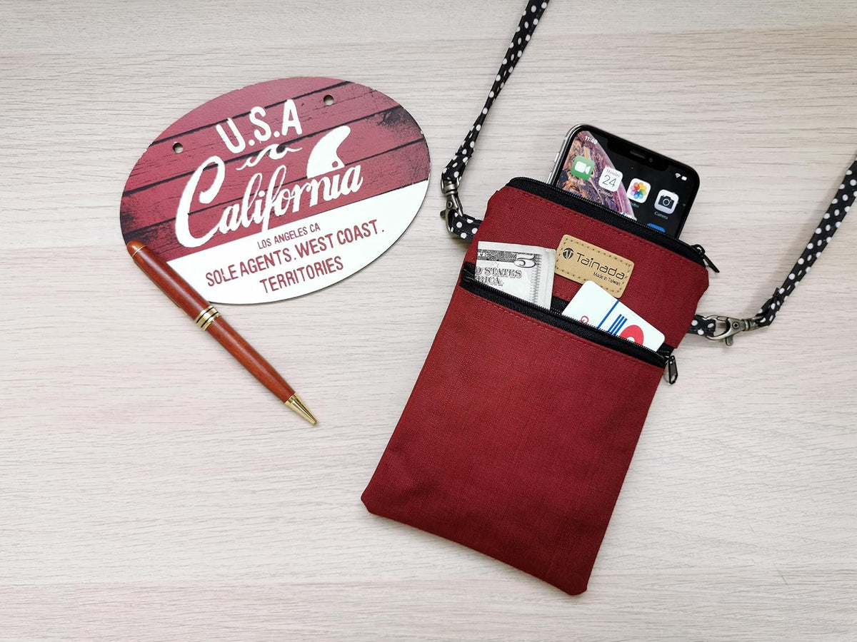Women Crossbody Shoulder Travel Zippered Wallet Purse Clutch Phone Bag w/Detachable Strap (Wine Red)