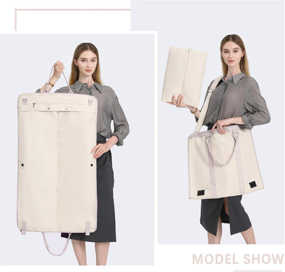 3Pcs Garment Duffle Bags for Travel Convertible Carry on Garment Bag for Women Men Travel Duffle Bag Includes Shoe Pouch & Hanging Suit Bag for Clothes/Dresses, Black