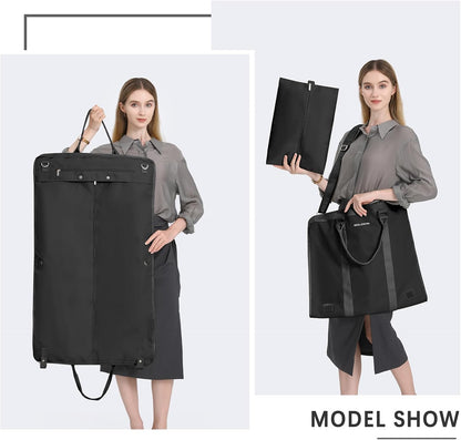 3Pcs Garment Duffle Bags for Travel Convertible Carry on Garment Bag for Women Men Travel Duffle Bag Includes Shoe Pouch & Hanging Suit Bag for Clothes/Dresses, Black