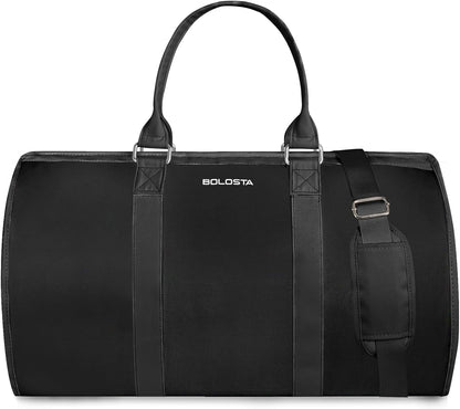 3Pcs Garment Duffle Bags for Travel Convertible Carry on Garment Bag for Women Men Travel Duffle Bag Includes Shoe Pouch & Hanging Suit Bag for Clothes/Dresses, Black