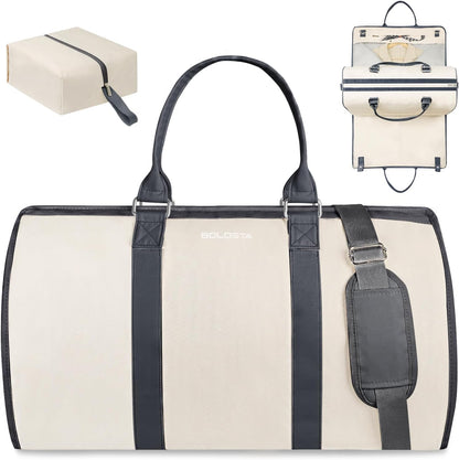 3Pcs Garment Duffle Bags for Travel Convertible Carry on Garment Bag for Women Men Travel Duffle Bag Includes Shoe Pouch & Hanging Suit Bag for Clothes/Dresses, Black