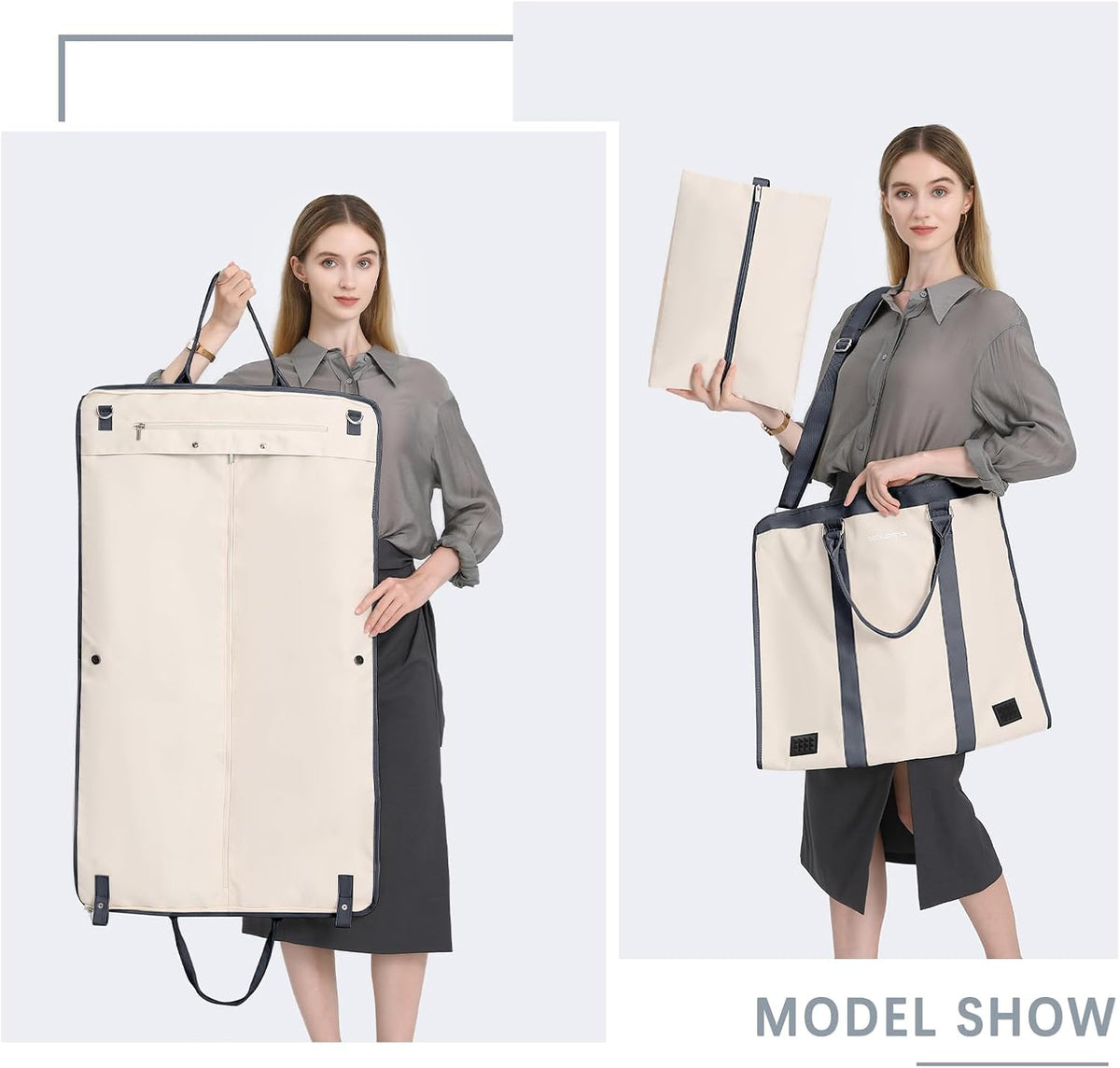 3Pcs Garment Duffle Bags for Travel Convertible Carry on Garment Bag for Women Men Travel Duffle Bag Includes Shoe Pouch & Hanging Suit Bag for Clothes/Dresses, Black