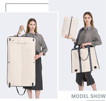 3Pcs Garment Duffle Bags for Travel Convertible Carry on Garment Bag for Women Men Travel Duffle Bag Includes Shoe Pouch & Hanging Suit Bag for Clothes/Dresses, Black