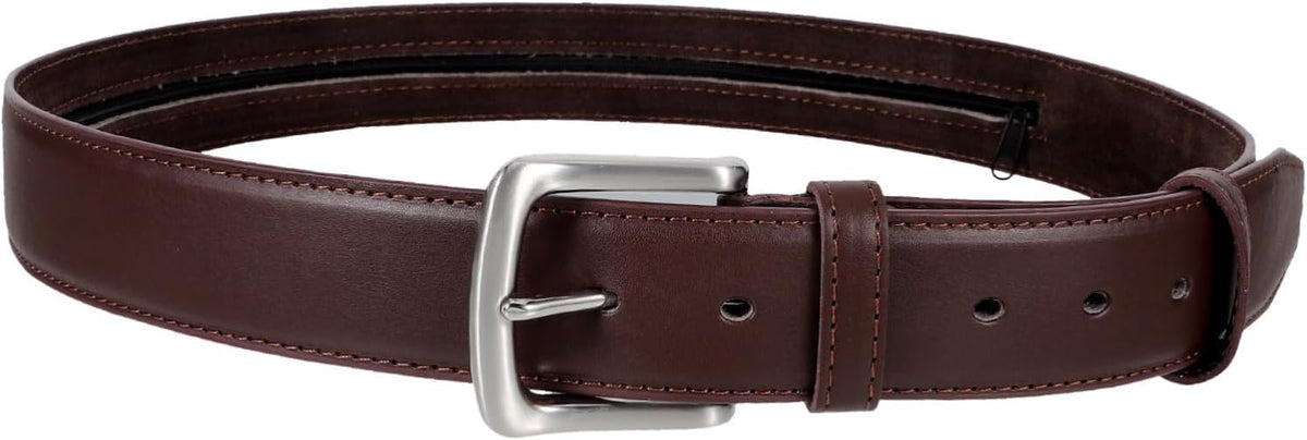 Money Belt with Concealed Storage for Travel -theft Waist Belt with Hidden Pouch for Men Brown Zipper Wallet for Securely Storing Valuables