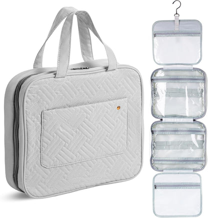 Travel Toiletry Bag Organizers, Gray | Makeup Travel Bag for Toiletries with Hanging Hook, Water-Resistant