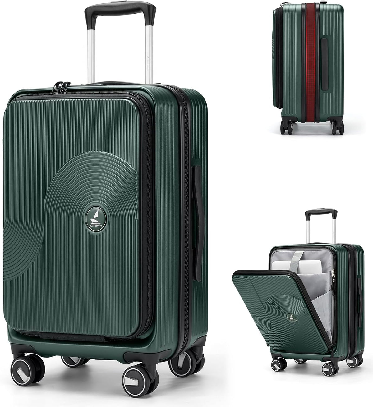Carry on Luggage 20 Inch Expandable, Airline Approved Carry on Suitcase with Front Compartment & Top Opening Hard Shell Rolling Travel Luggage with TSA Lock & Spinner Wheels, Black